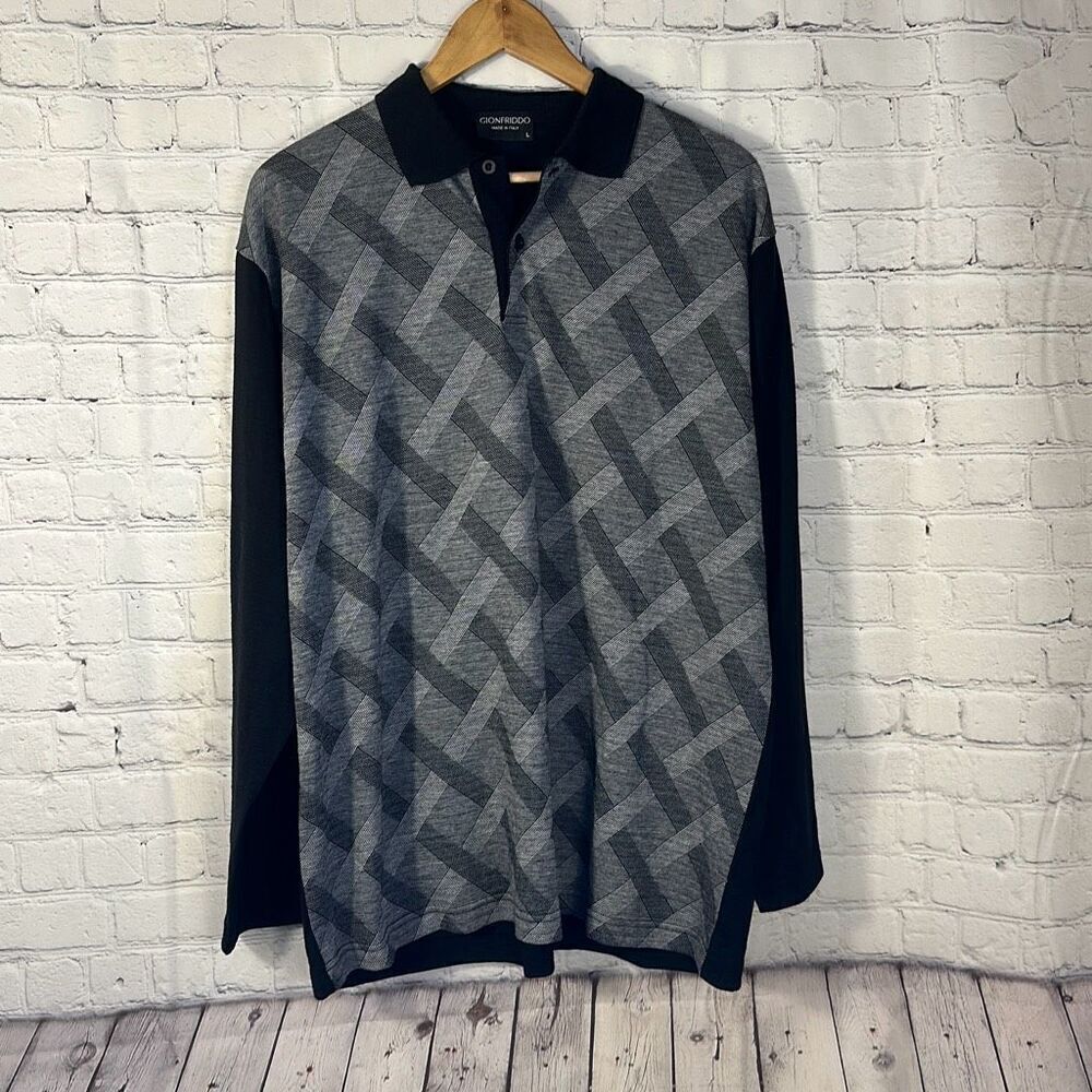 Gionfriddo Wool Blend Sweater Men's L Quarter Button Grandpa core Made In Italy‎